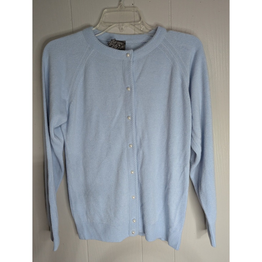 Designers Originals USA made blue Luxelon 34‎ X-Small button up cardigan sweater
